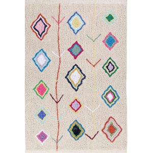 Tapis lavable style berbère beige & couleurs