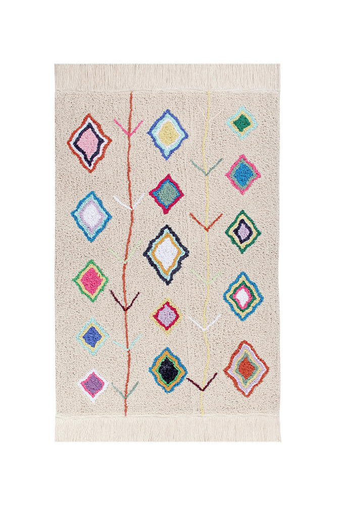 Tapis lavable style berbère beige & couleurs