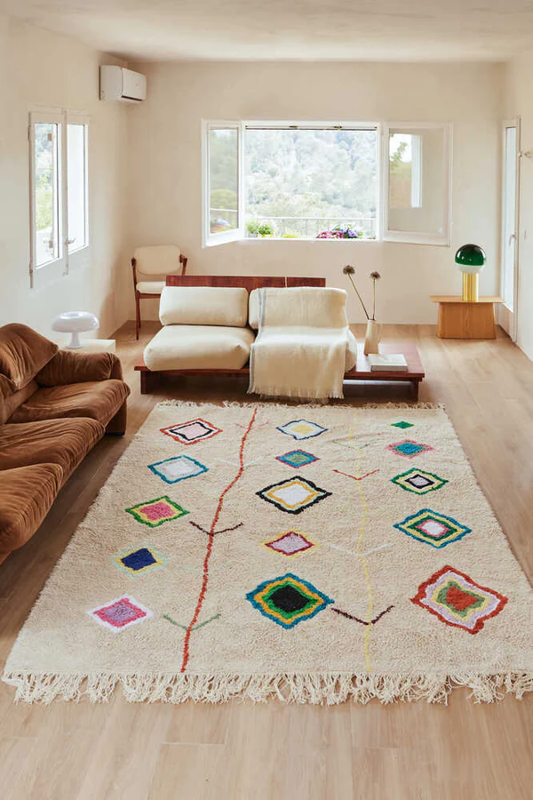 Tapis lavable style berbère beige & couleurs – Image 2